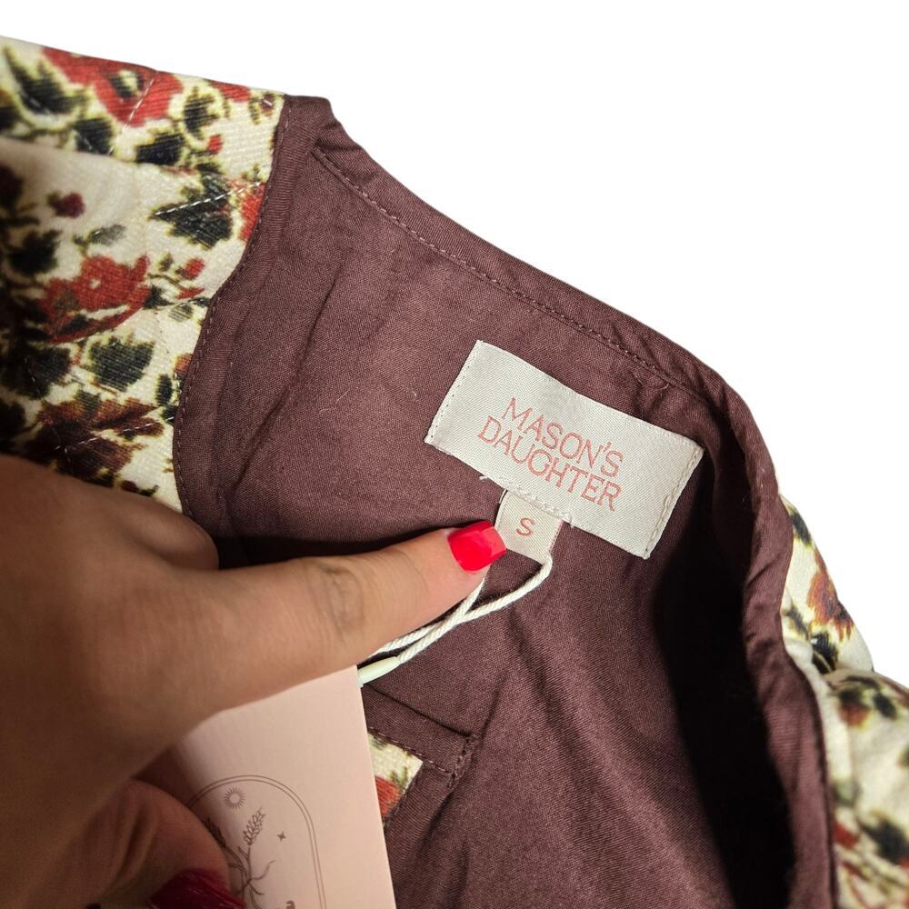 Mason's Daughter Brown Quilt Floral Cropped Jacket Size: S — image 3 of 4
